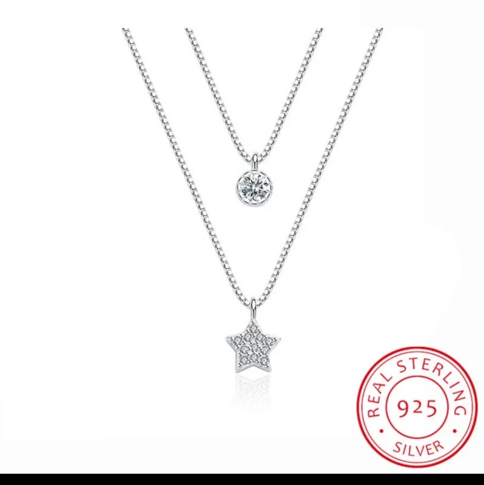 Clearance Sterling silver doubel layer/Star/